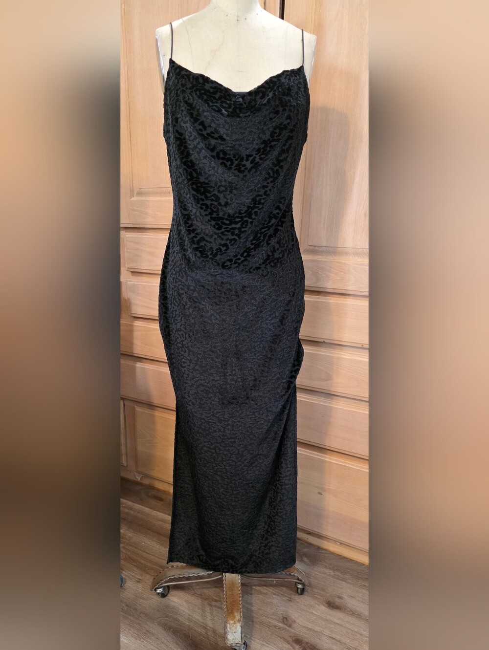 Popular Basics Black Cowl Neck Maxi Slip Dress